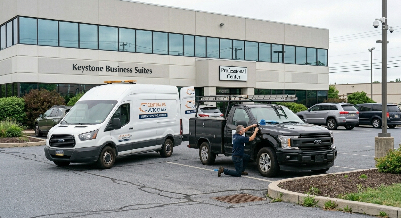 Central PA Auto Glass fully equipped service truck serving Altoona, State College and all of Central Pennsylvania